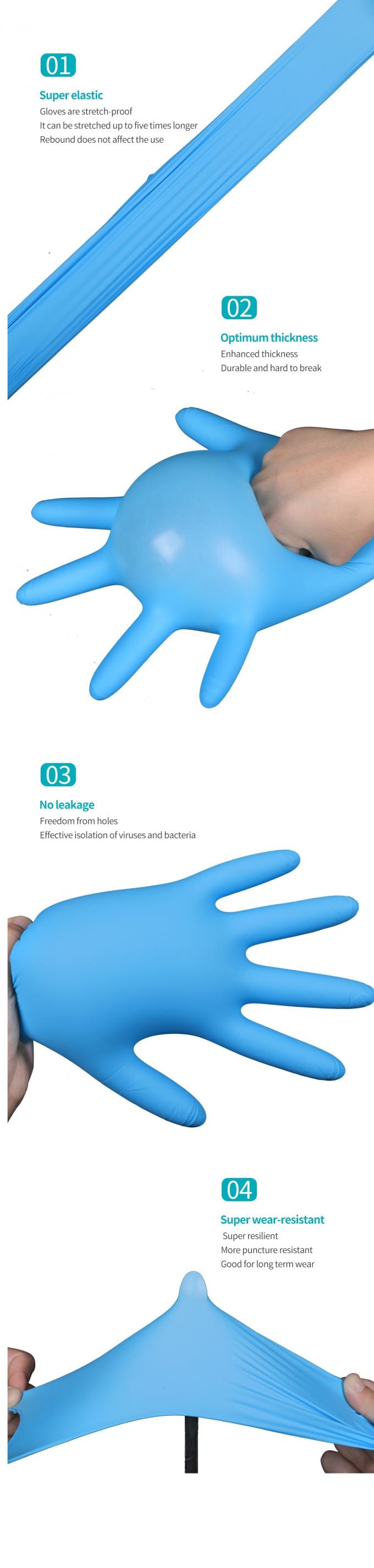 Non Latex Disposable Gloves Blue Nitrile Examination Glove Powder Free