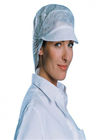 White Color Disposable Head Cap Damp Proof Multi Size With Peak And Hair Net