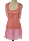 Food Grade Red Disposable Plastic Aprons Light Weight Round Neck And Waist Belt