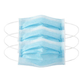 Blue Disposable Face Mask 3 Layer Filtration Non Woven With Elastic Ear Loop