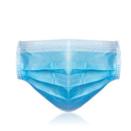 Blue Disposable Face Mask 3 Layer Filtration Non Woven With Elastic Ear Loop