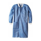 Blue Waterproof SMS Disposable Warm Up Jacket Scrubs With Knitted Collar Cuff