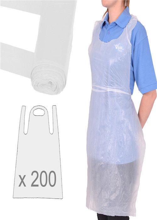 Anti Bacteria White Disposable Aprons / Disposable Plastic Smocks Infection Control