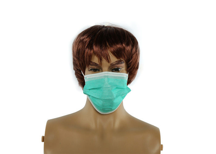 Non Toxic Green Disposable Face Mask Comfortable With CE FDA ISO13485