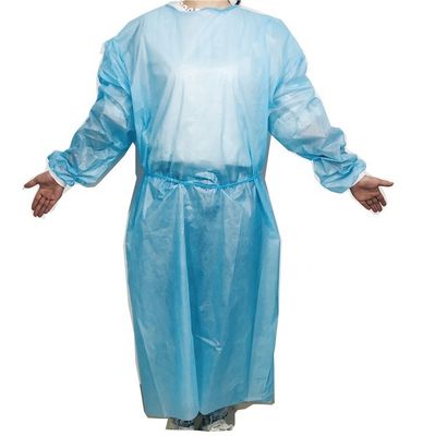 PE Coated Non Woven AASI AAMI Level 2 Isolation Gowns With Elastic Cuff PB70-2012